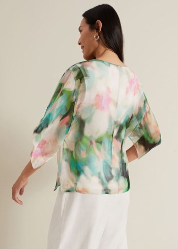 Phase Eight Ava Blurred Floral Silk Shirts Multicolor Australia | JA7012596